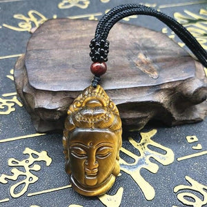 Collier "Tête de Bouddha" en Oeil de Tigre