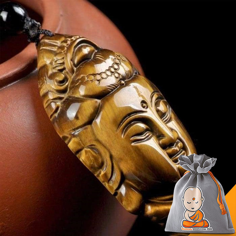 Collier "Tête de Bouddha" en Oeil de Tigre