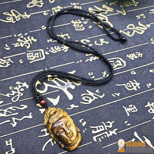 Collier "Tête de Bouddha" en Oeil de Tigre