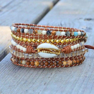 Bracelet Wrap "Coquillage & Pierres Naturelles"