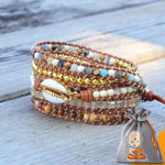 Bracelet Wrap "Coquillage & Pierres Naturelles"