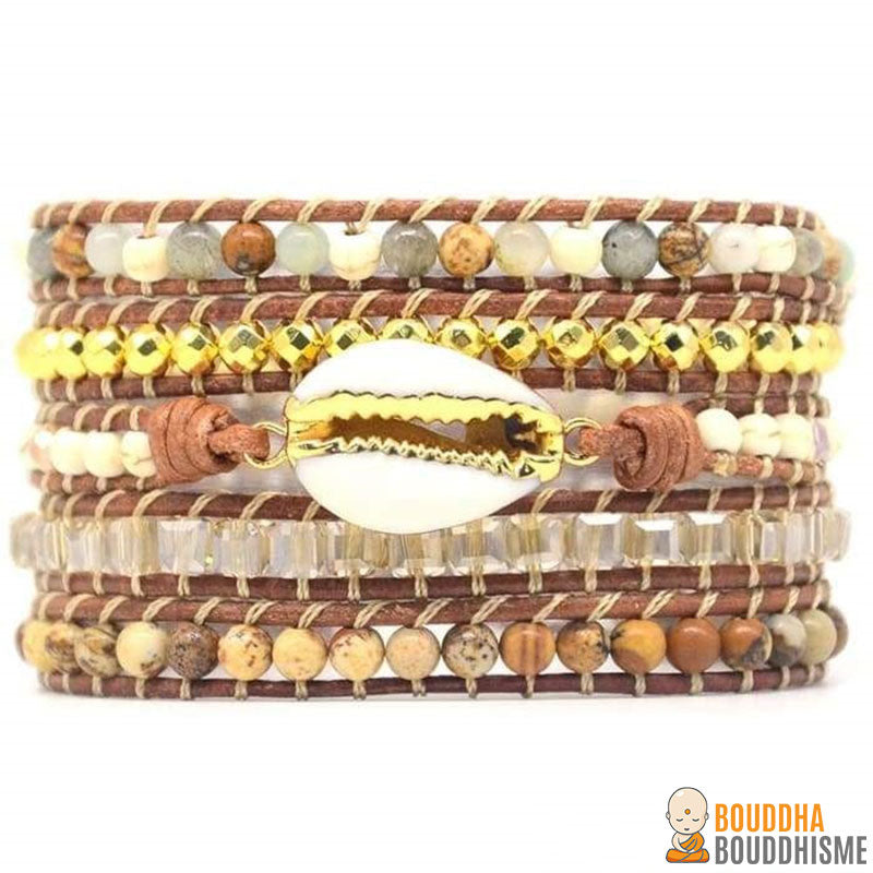 Bracelet Wrap "Coquillage & Pierres Naturelles"