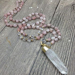 Collier "Amour Absolu" en Quartz Rose et Cristal de Roche