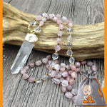 Collier "Amour Absolu" en Quartz Rose et Cristal de Roche