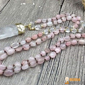 Collier "Amour Absolu" en Quartz Rose et Cristal de Roche