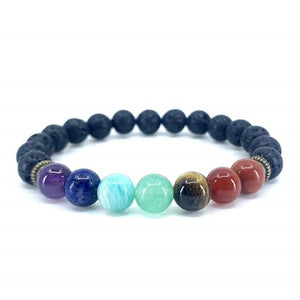 Lot de 6 Bracelets "Guérison des 7 chakras" en Pierres de Lave