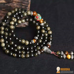 Bracelet Mala "Reflet d'Or" en Obsidienne Dorée