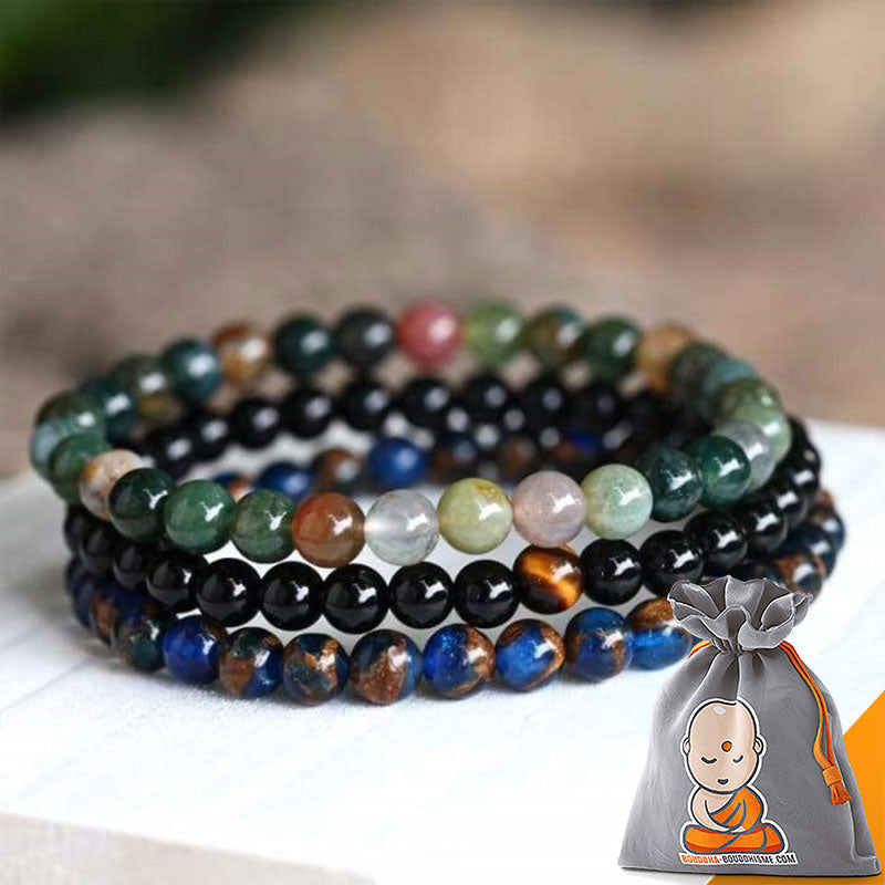 Triple Bracelet "Force Intérieure" en Agate