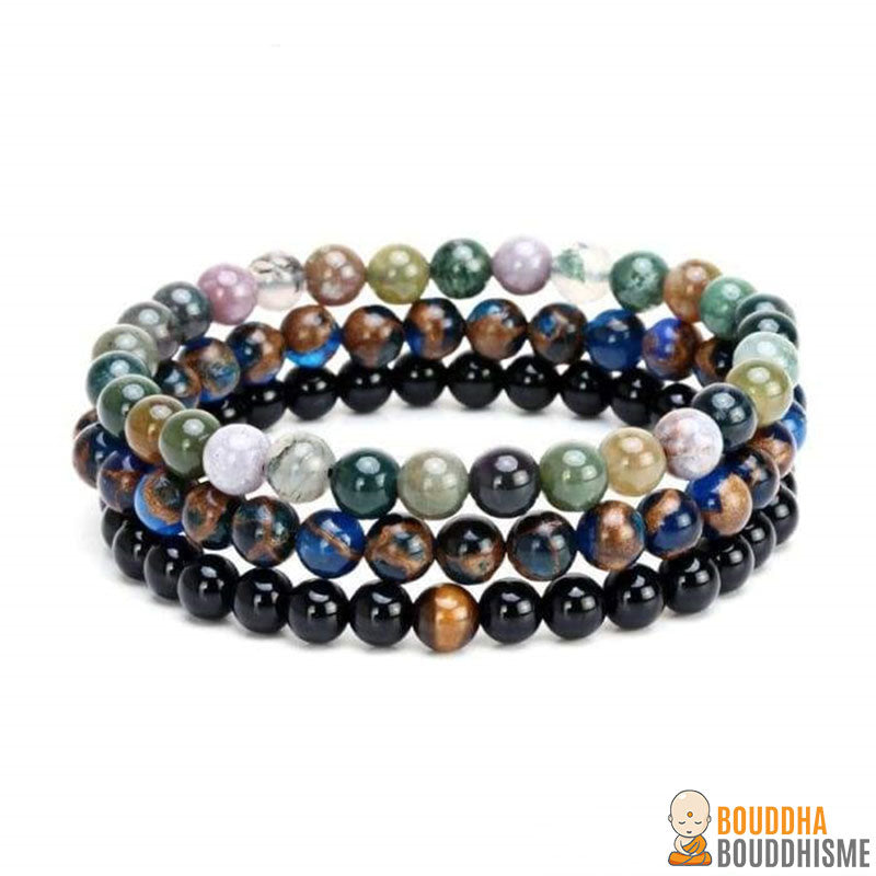 Triple Bracelet "Force Intérieure" en Agate