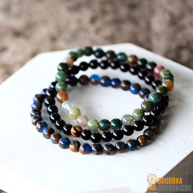 Triple Bracelet "Force Intérieure" en Agate