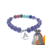 Bracelet 7 Chakras "Intuition" en Améthyste (Nouvelle Version 2019)