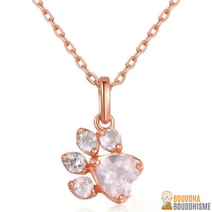 Collier "Patte d'Amour" en Quartz Rose et Argent 925