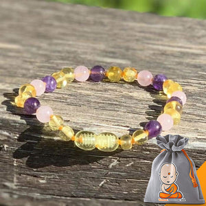 Bracelet "Douceur Maternelle" en Ambre et Quartz Rose