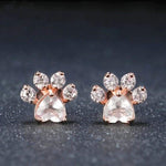 Boucles d'Oreilles "Patte d'Amour" en Quartz Rose et Argent 925