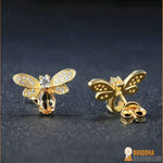 Boucles d'Oreilles "Abeille d'Or" en Citrine