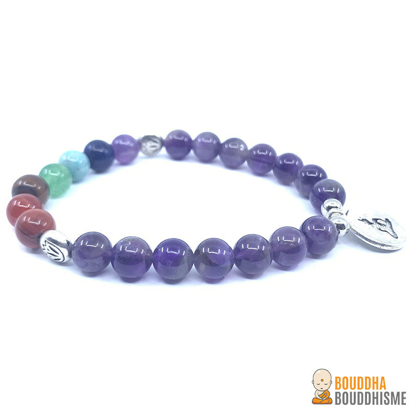 Bracelet 7 Chakras "Intuition" en Améthyste (Nouvelle Version 2019)