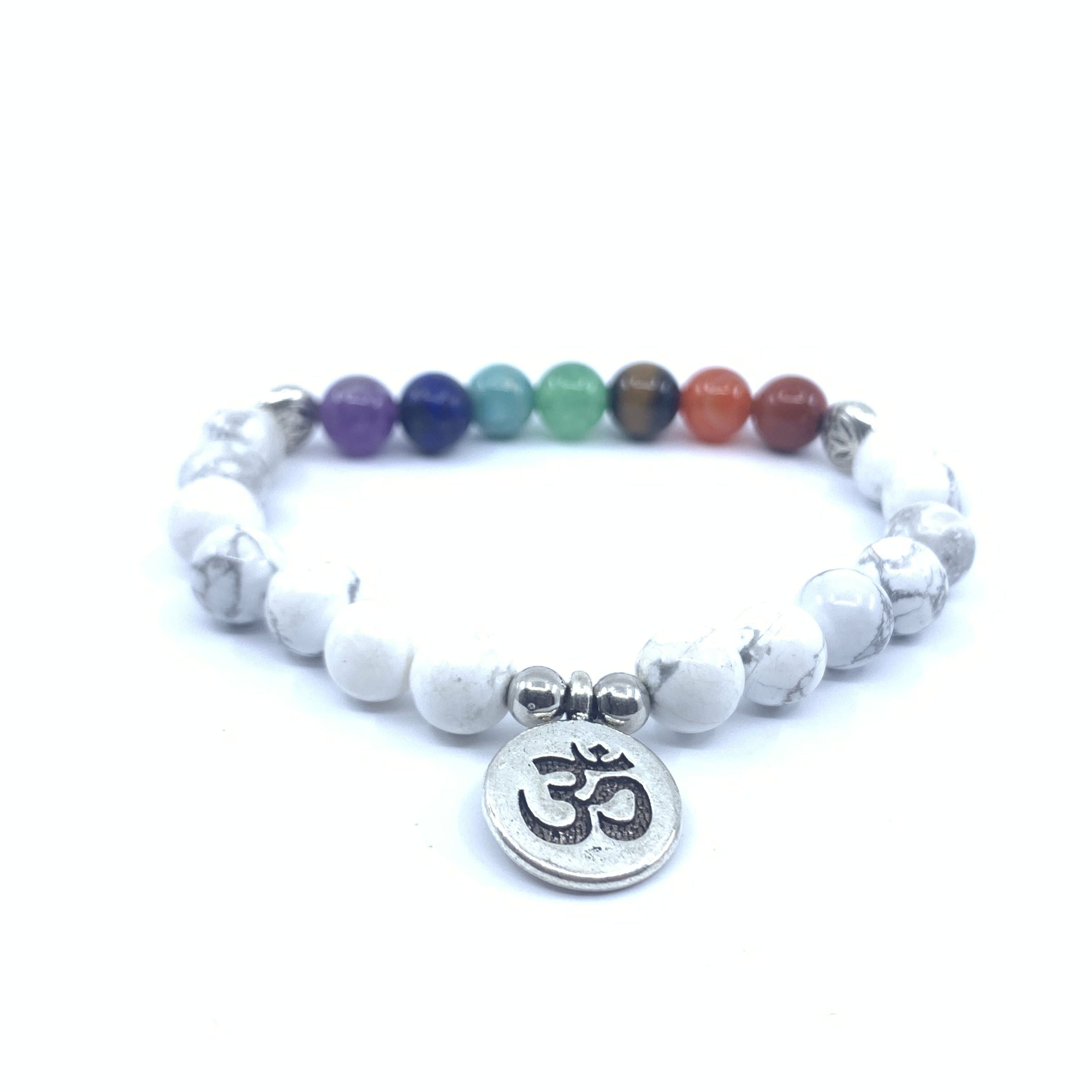 Bracelet 7 Chakras "Sagesse" en Howlite Blanche (Nouvelle Version 2019)