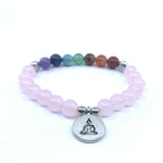 Bracelet 7 Chakras "Amour" en Quartz Rose (Nouvelle Version 2019)