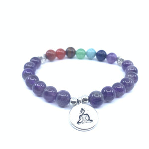 Bracelet 7 Chakras "Intuition" en Améthyste (Nouvelle Version 2019)