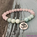 Bracelet "Amour et Calme intérieur" en Quartz Rose et Amazonite - 3 pendentifs disponibles