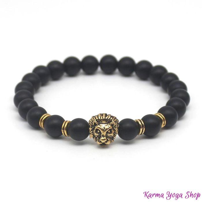 Bracelet "Force & Vigueur du Lion" en Pierres de Lave