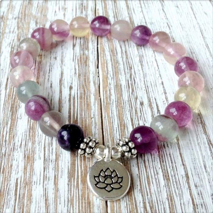 Bracelet Mala "Intuition & Créativité" en Fluorite