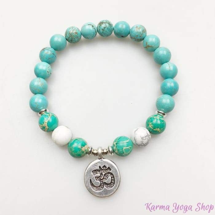 Bracelet Mala "Sagesse Pure" en Jaspe Océan et Turquoise