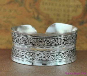 Bracelet Manchette Tibétain Argent - 5 styles disponibles