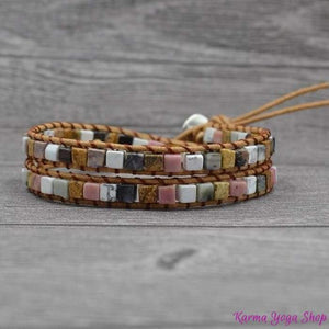 Bracelet Wrap "Bohème" en Pierres Naturelles - 6 couleurs disponibles