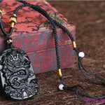 Collier Dragon en Obsidienne Naturelle
