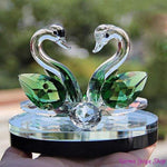 Couple de Cygnes "Amour" en Cristal - 6 couleurs disponibles