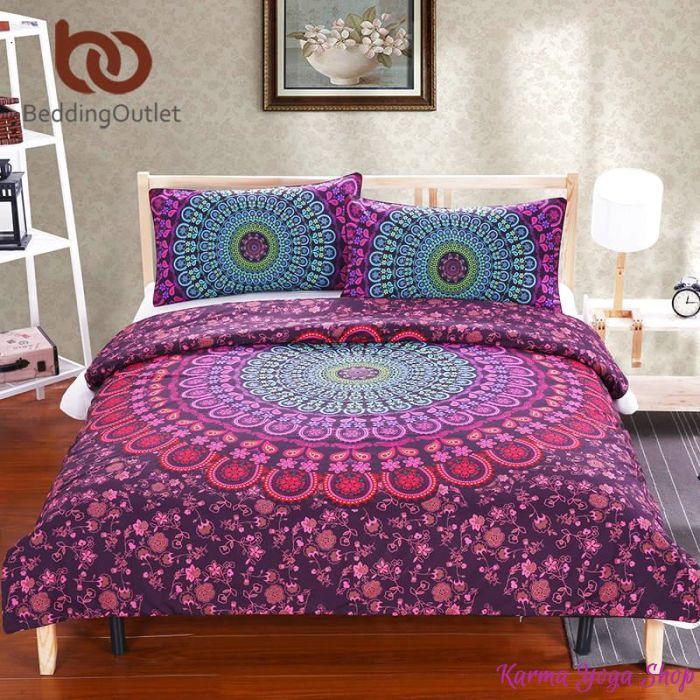 Housse de couette Mandala + 2 Taies d'oreillers