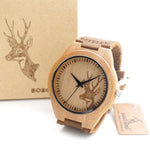 Montre "Cerf" en Bambou Naturel - 3 modèles disponibles